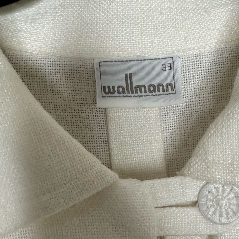 Wallmann Austria White Linen Blend Button Down Puff Sleeve Blouse Shirt Size 38 - Picture 3 of 9